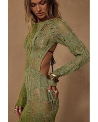 Lulus - Salise Shiny Distressed Maxi Swim Cover-Up - Lyst