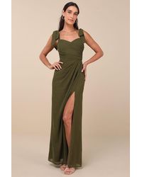 Lulus - Gorgeous Whimsy Pleated Off-The-Shoulder Maxi Dress - Lyst