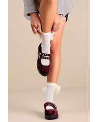 Dirty Laundry - Vagabond Wine Crushed Velvet Lug Sole Mary Janes - Lyst