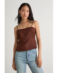 Lulus - Wrynn Chocolate Linen Tie-Back Tank Top - Lyst