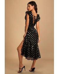 Lulus - Cause To Celebrate And Dot Ruffled Tiered Midi Dress - Lyst