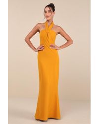 Lulus - Mesmerizing Perfection Halter Neck Backless Maxi Dress - Lyst