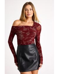 Lulus - Melonie Floral Mesh Asymmetrical Top - Lyst