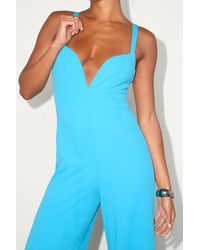Lulus - Brighton Bright Plunge Wide-Leg Jumpsuit - Lyst