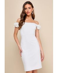 Lulus - Pretty Presence Off-The-Shoulder Floral Strap Mini Dress - Lyst