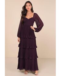 Lulus - Impactful Elegance Tiered Balloon Sleeve Maxi Dress - Lyst