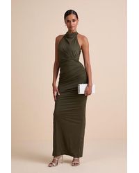 Lulus - Seraiah Knotted Ruched Halter Maxi Dress - Lyst