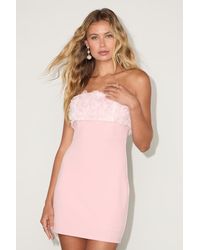 Lulus - Fiore 3D Rosette Strapless Mini Dress - Lyst