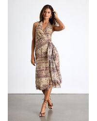 Lulus - Francine Multi Boho Print Halter Midi Dress - Lyst