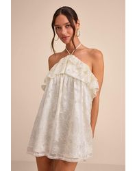 Lulus - Erika Floral Burnout Halter Mini Dress - Lyst