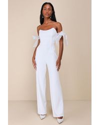 Lulus - Pristine Aura Tie-Strap Off-The-Shoulder Jumpsuit - Lyst