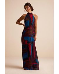 Lulus - Solayne Multi Abstract Strappy Halter Maxi Dress - Lyst