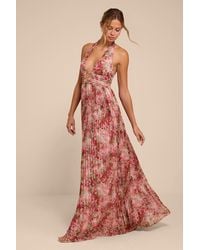 Lulus - Gemma Floral Chiffon Maxi Dress - Lyst