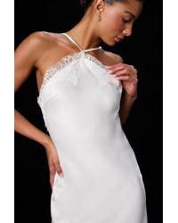 Lulus - Starlee Lace Satin Asymmetrical Mini Dress - Lyst