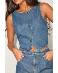 Lulus - Dayton Medium Wash Denim Vest Top - Lyst