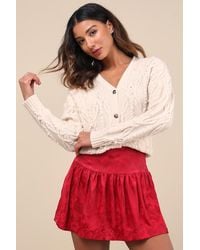 Lulus - Sensational Approach Satin Jacquard Mini Skirt - Lyst