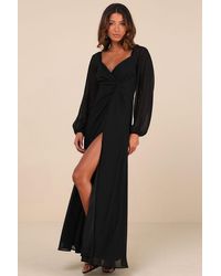Lulus - Composed Soiree Twist-Front Long Sleeve Maxi Dress - Lyst