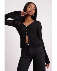 Lulus - Freesia Pointelle Knit Button-Front Cardigan - Lyst