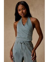 Lulus - Ruby Striped Cotton Halter Crop Top - Lyst