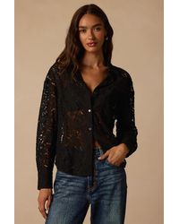 Lulus - Louella Lace Button-Up Top - Lyst