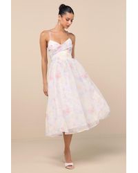 Lulus - Claudina Multi Pleated Lace-Up Midi Dress - Lyst