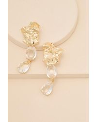 Lulus - Christine Rhinestone Drop Earrings - Lyst