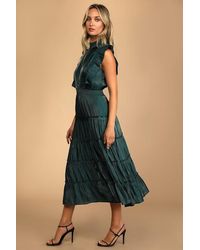 Lulus - Take A Glance Tiered Mock Neck Midi Dress - Lyst