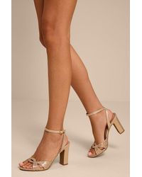 Lulus - Olamide Rhinestone High Heel Ankle Strap Sandals - Lyst