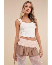 ZEMETA - Bell Studded Lace-Up Chiffon Micro Mini Skirt - Lyst