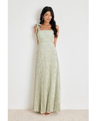 Lulus - Cahlia Sage Floral Burnout Pleated Maxi Dress - Lyst