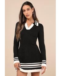 Lulus - Soft Serenity Collared Sweater Mini Dress - Lyst