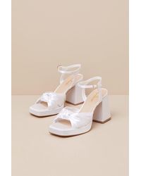 Lulus - Remie Satin Knotted Platform High Heel Sandals - Lyst
