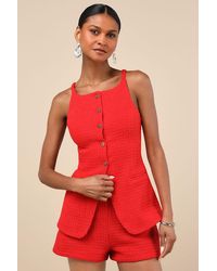 Lulus - Mariette Knit Button-Front Vest Top - Lyst