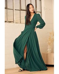 Lulus - My Whole Heart Long Sleeve Wrap Dress - Lyst