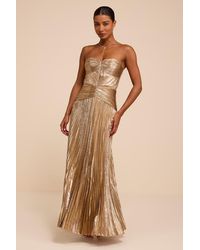 Lulus - Charlene Pleated Strapless Maxi Dress - Lyst
