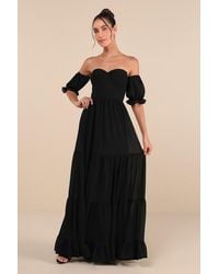 Lulus - Exceptionally Gorgeous Chiffon Off-The-Shoulder Maxi Dress - Lyst