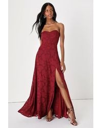 Lulus - Garden Of Romance Floral Burnout Strapless Maxi Dress - Lyst