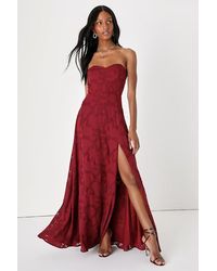 Lulus - Garden Of Romance Floral Burnout Strapless Maxi Dress - Lyst