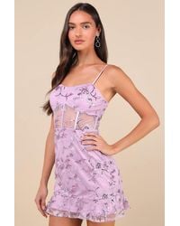 Lulus - Glittering Delight Mesh Sequin Embroidered Mini Dress - Lyst