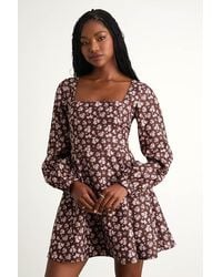 Lulus - Daily Affection Floral Corduroy Mini Dress With Pockets - Lyst