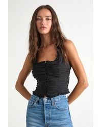 Lulus - Rachael Ruched Button-Front Tank Top - Lyst