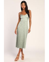 Lulus Vivinna Floral Jacquard Pleated Midi Dress in Blue | Lyst Lulus Vivinna Floral Jacquard Pleated Midi Dress in Blue | Lyst