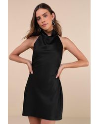 Lulus - Gorgeous Endeavor Satin Halter Mini Slip Dress - Lyst