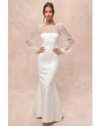 Lulus - Immaculate Romance Sheer Organza Long Sleeve Maxi Dress - Lyst