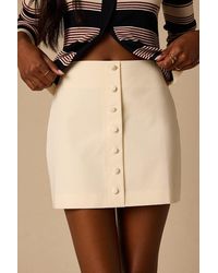 Lulus - Stella Cream Button-Front Mini Skirt - Lyst