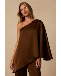 Lulus - Winona Satin One-Shoulder Top - Lyst