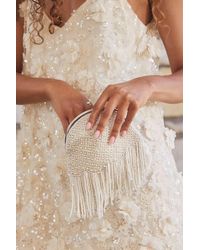 Lulus - Marceline Beaded Pearl Fringe Clutch - Lyst