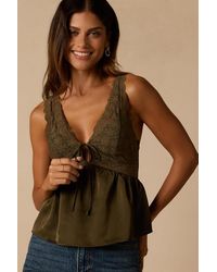 Lulus - Ynez Satin Lace Babydoll Tank Top - Lyst