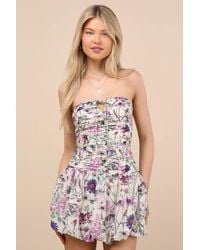 Lulus - Marika And Floral Bubble Hem Mini Dress - Lyst