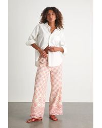 Lulus - Brielle Boho Print Eyelet Embroidered Drawstring Pants - Lyst